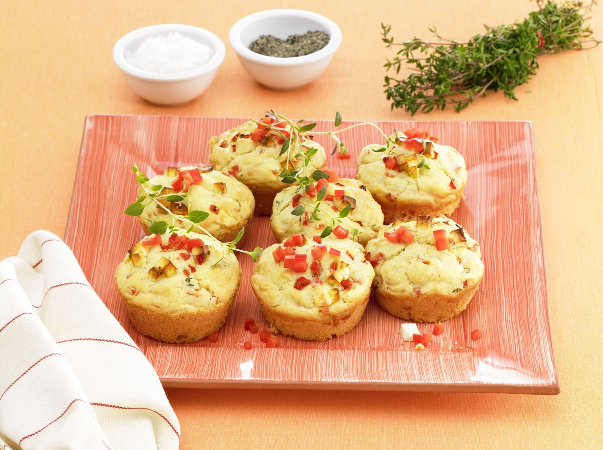 recipe image Kresse-Feta-Muffin mit Paprika