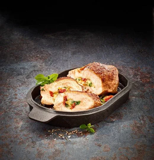 recipe image Gefüllte Hendlbrust mit Basilikum, Mozzarella und getrockneten Tomaten