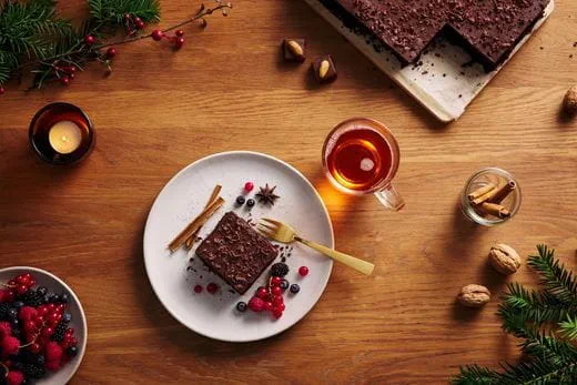 recipe image Weihnachtsbrownie mit Zimt-Schoko-Ganache