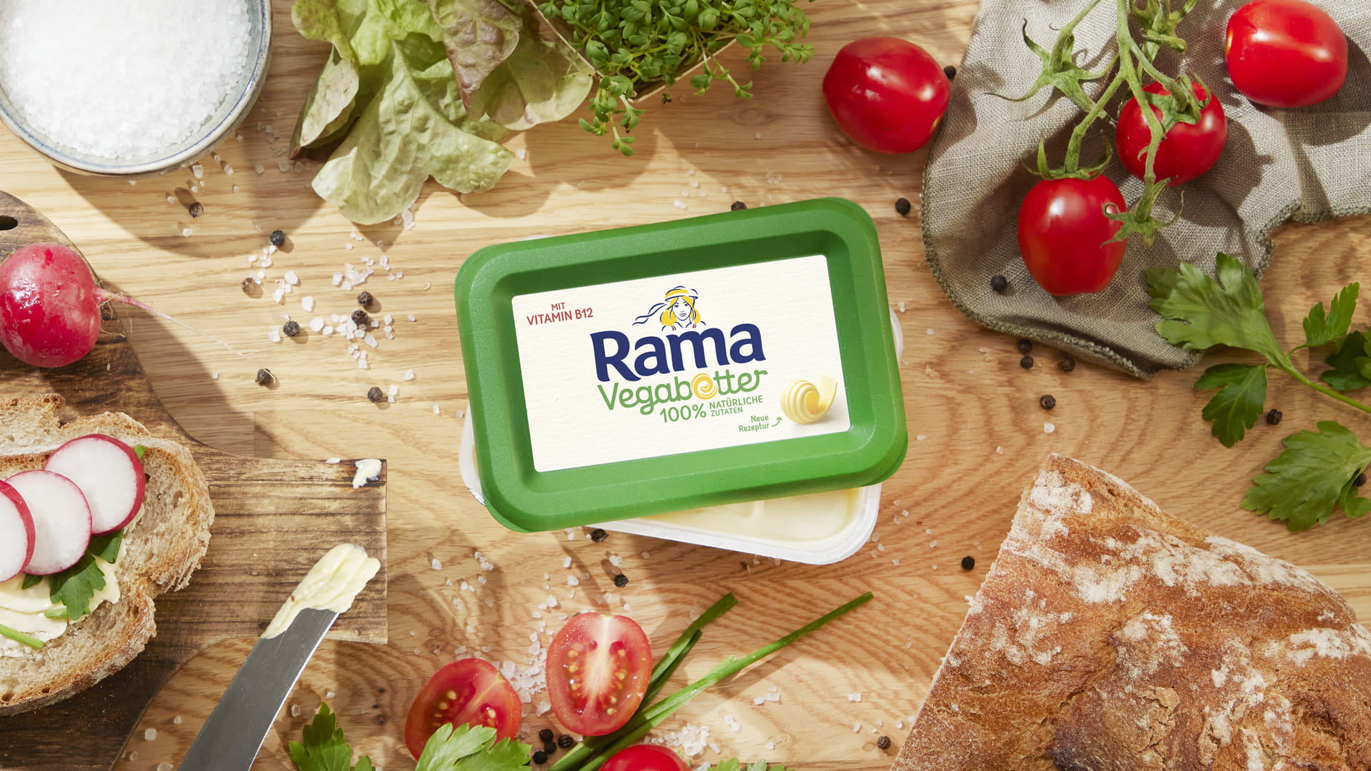 Rama 100% natürliche Zutaten Butternote, Butternote mit Meersalz und Vegabetter