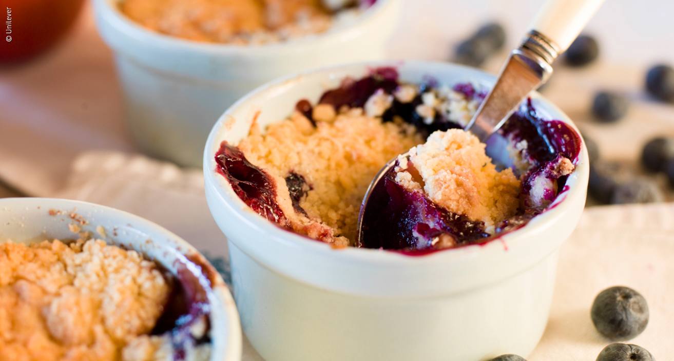 Apfel Heidelbeer Crumble | Rama