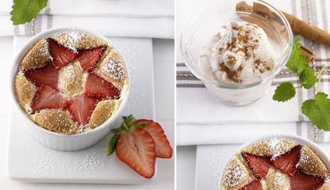 recipe image Clafoutis Erdbeer-Banane mit Zimtcreme