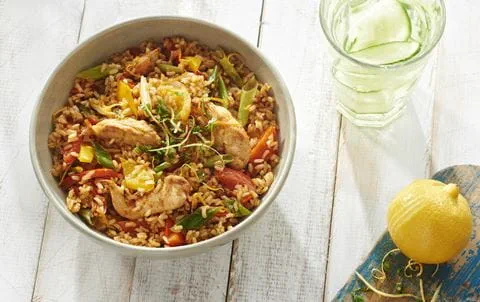 recipe image Gebratener Reis mit Hähnchen