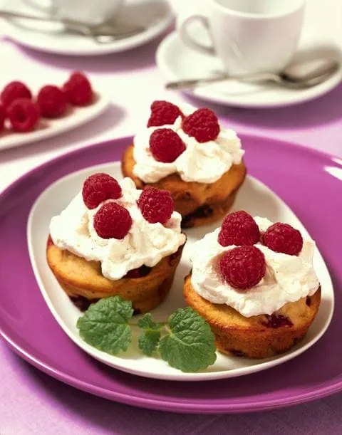 recipe image Himbeer-Bananen-Muffins mit Eierlikör-Topping