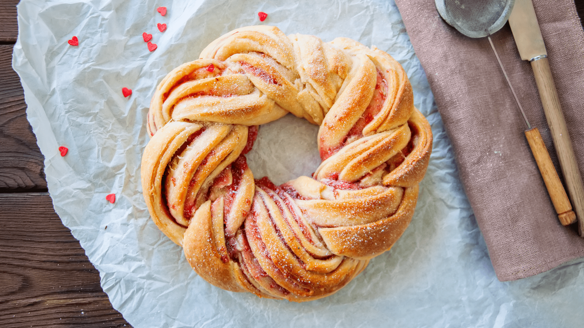 recipe image Málnás kalácskoszorú pisztáciával